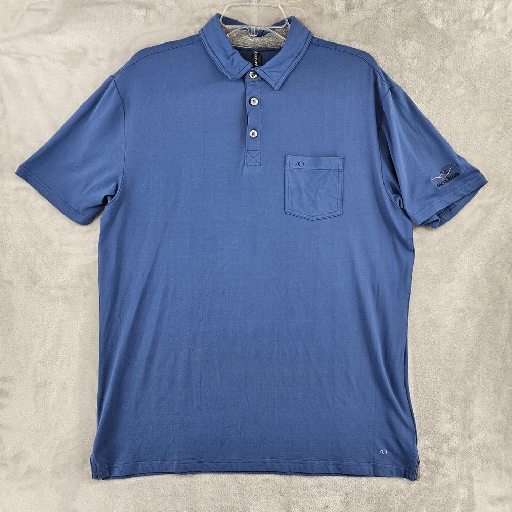 Anderson Ord Arcadia Bluffs Golf Mens Large Performance Polo Shirt Blue‎